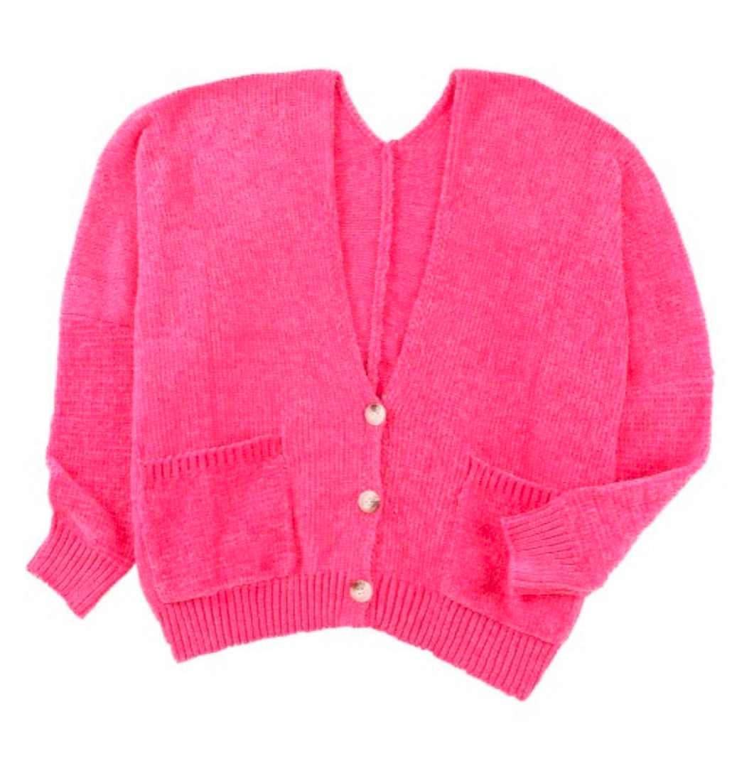 Rose Buttoned Front Pocketed Sweater Cardigan